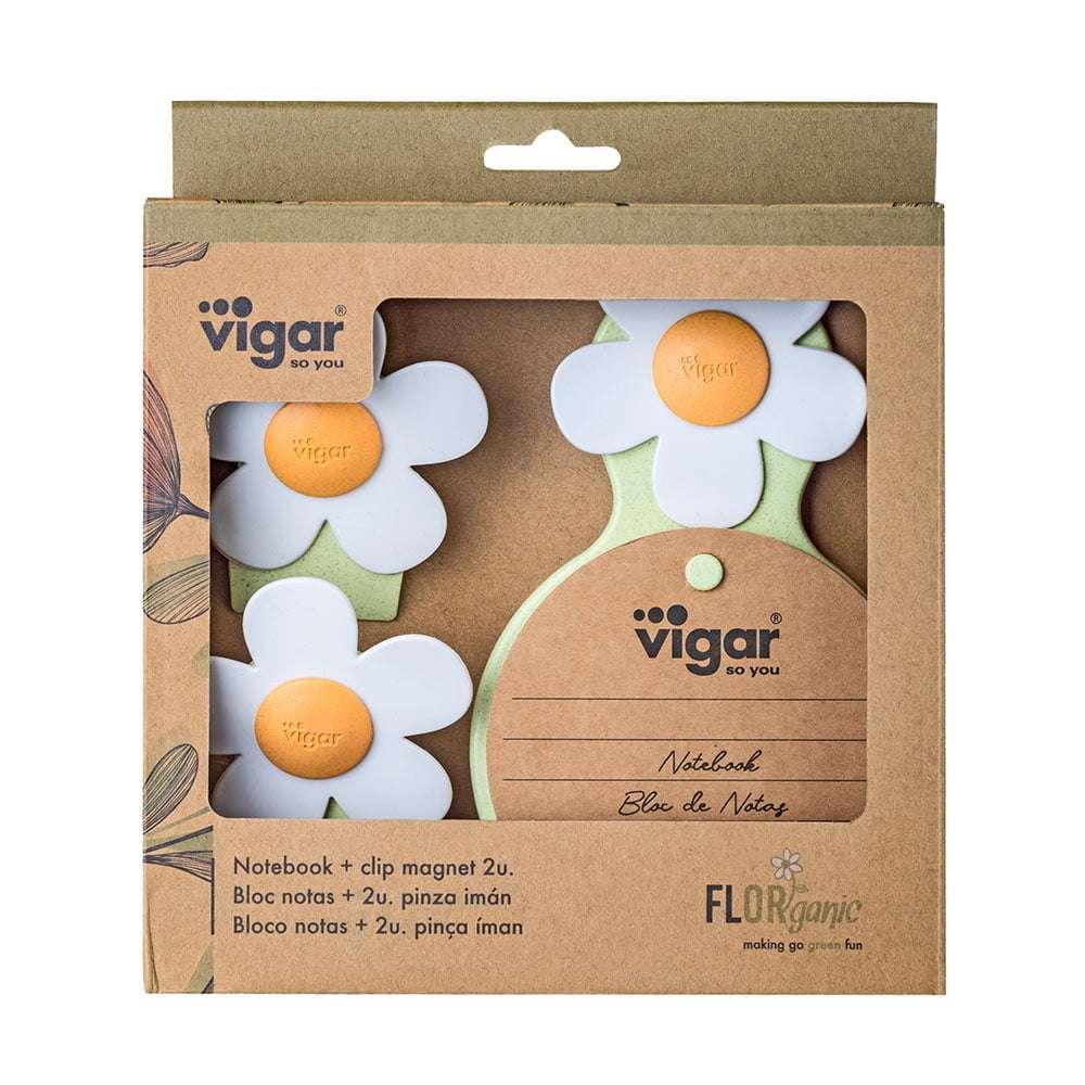 Vigar Florganic Notebook With Suction + Magnet Clip 2pc Set