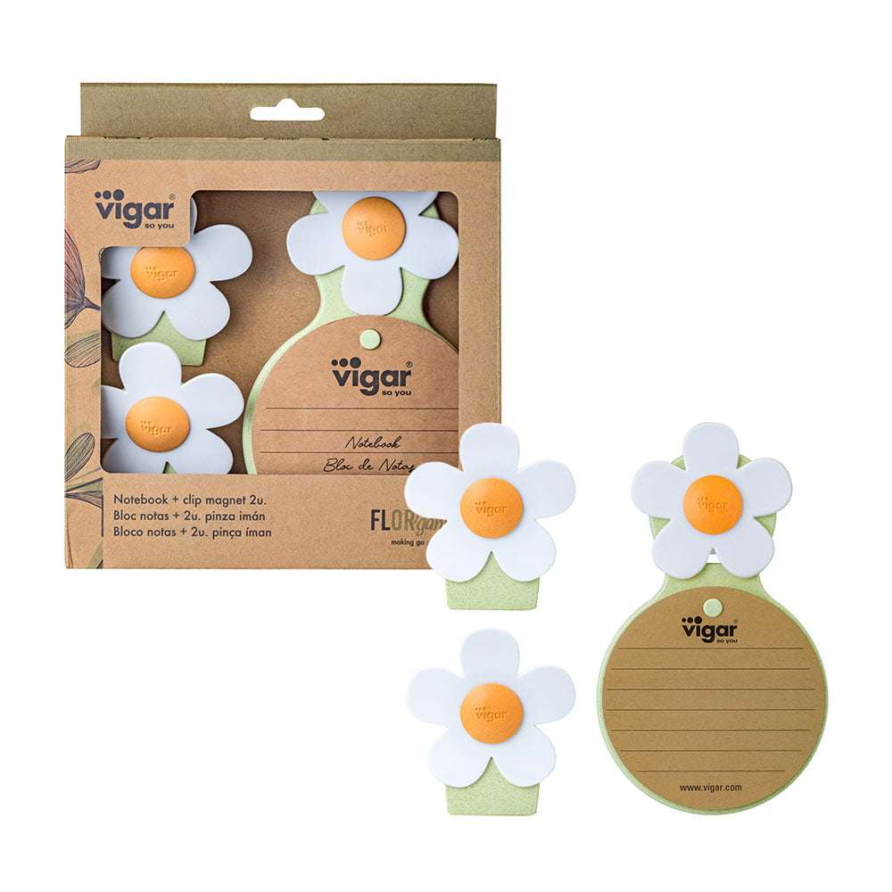 vigar Florganic Notebook with Suction + Magnet Clip 2pc Set