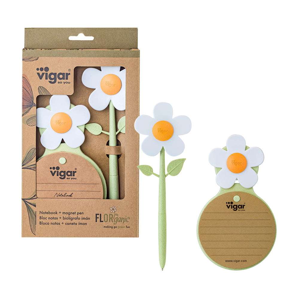 vigar Florganic Pen with Magnet + Notebook with Suction Set