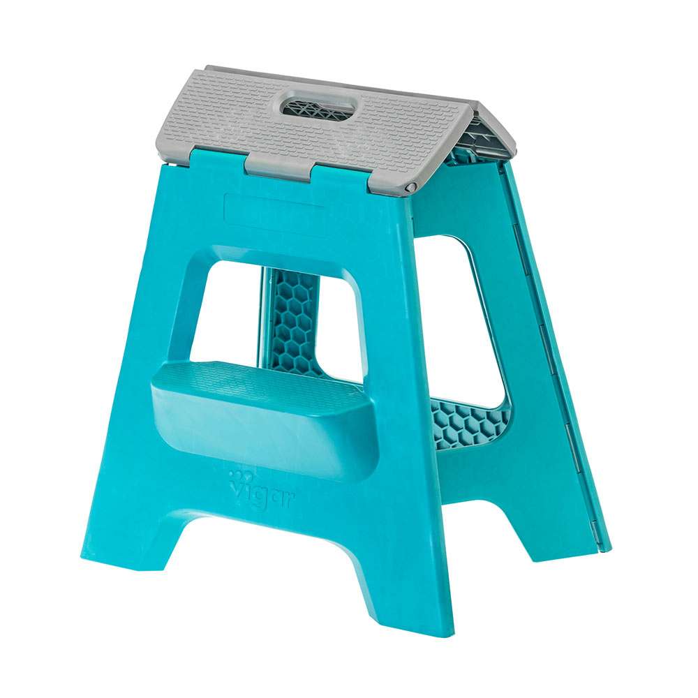 Vigar Compact 2 Step Turquoise Foldable 40cm Stool
