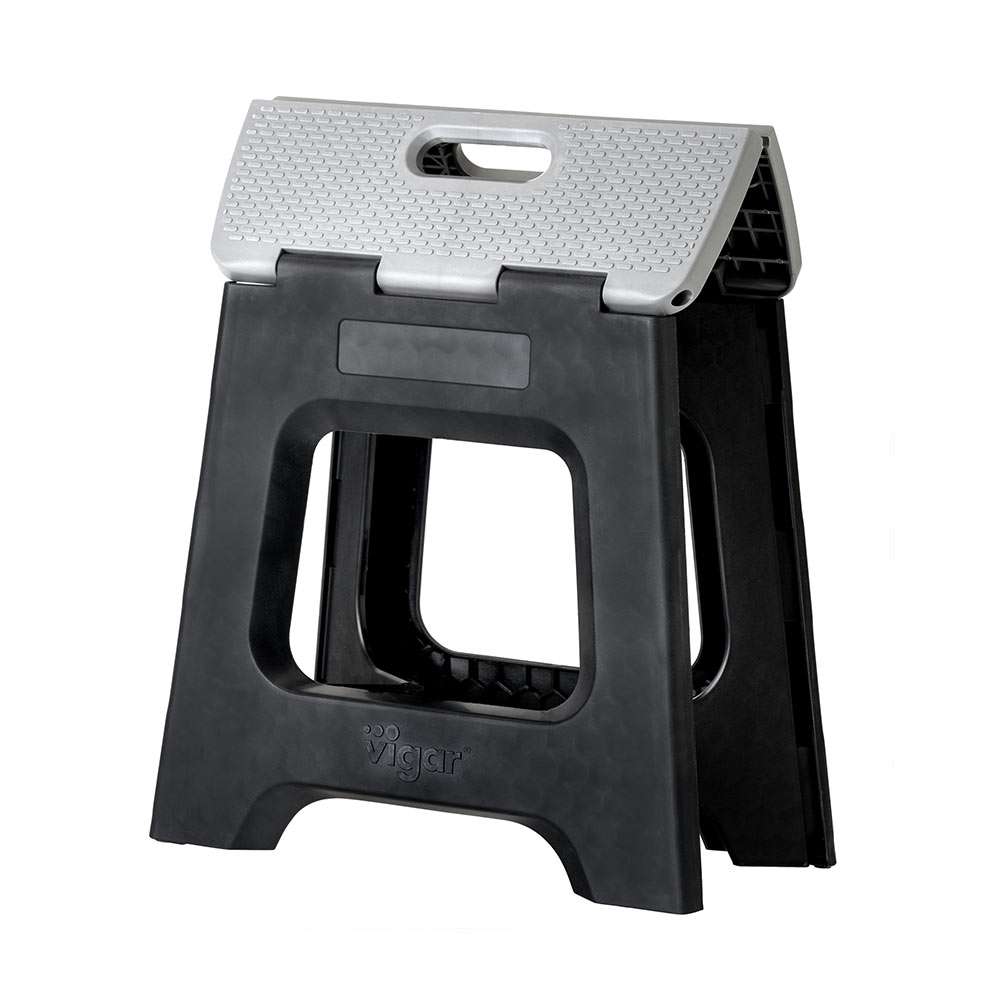 Vigar Compact Black-Grey Foldable 32cm Stool