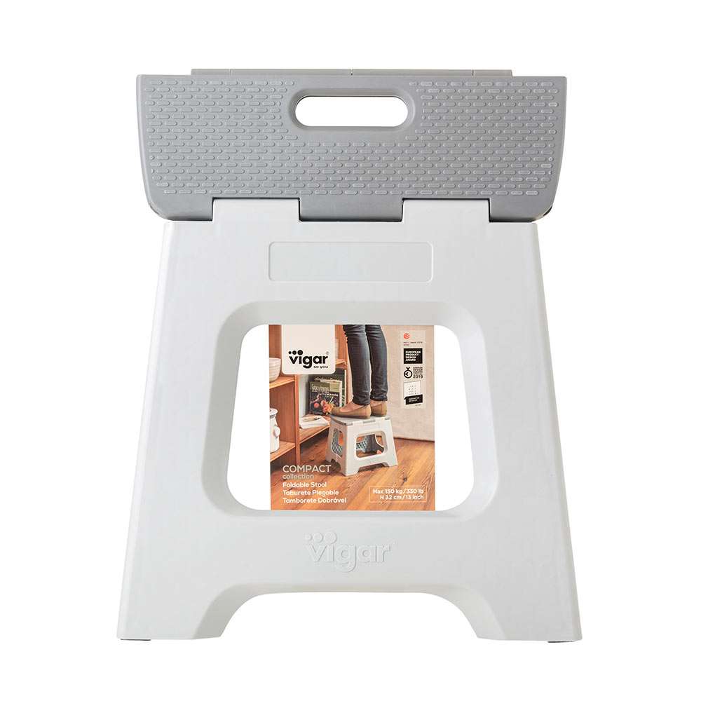 Vigar Compact Grey Foldable 32cm Stool
