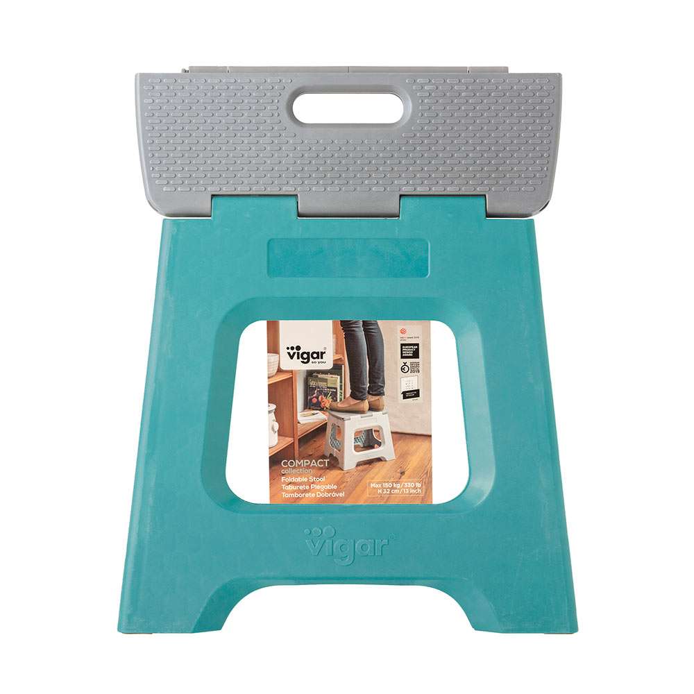 Vigar Compact Turquoise Foldable 32cm Stool