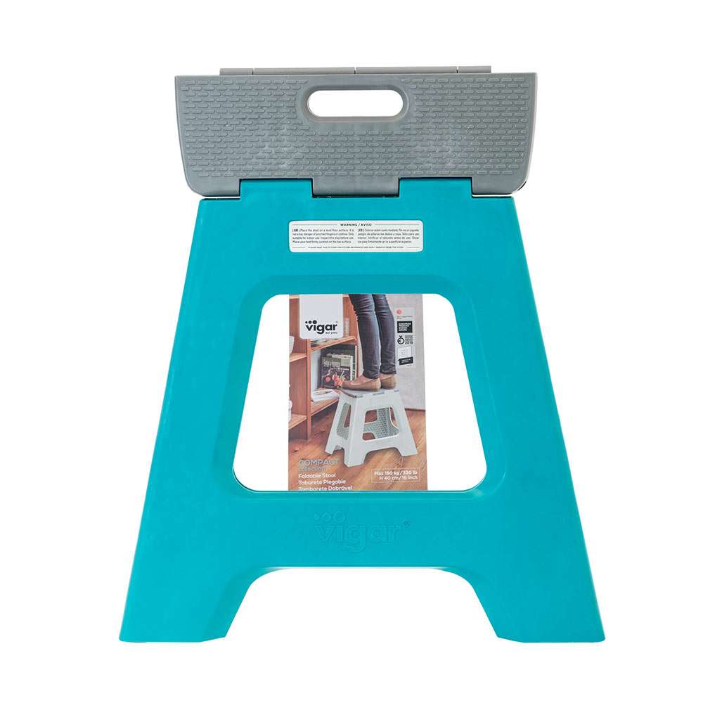 Vigar Compact Turquoise Foldable 40cm Stool