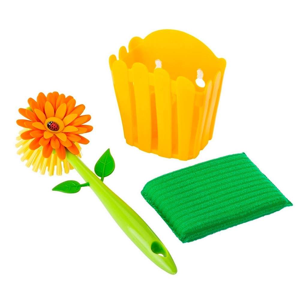Vigar Flower Power Orange 3pc Sink Caddy Set