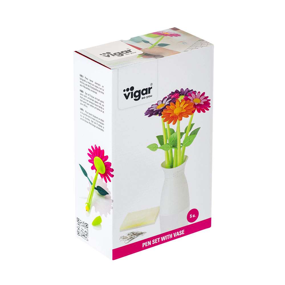 Vigar Flower Shop 5pc Pen Set With Vase