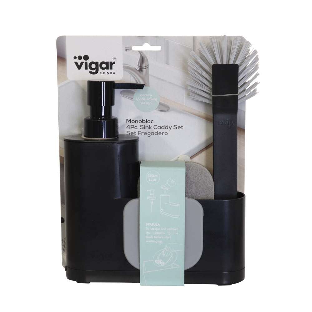 Vigar RengØ Black Monobloc 4 Pc Sink Caddy Set