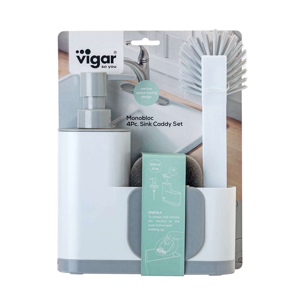 Vigar RengØ White Monobloc 4 Pc Sink Caddy Set
