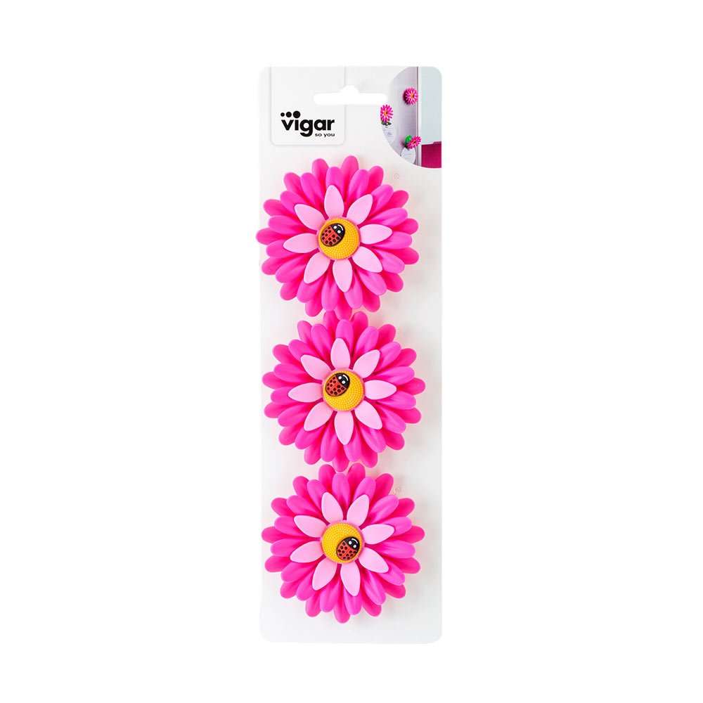 Vigar Vigar Flower Power Pink Magnet 3pc
