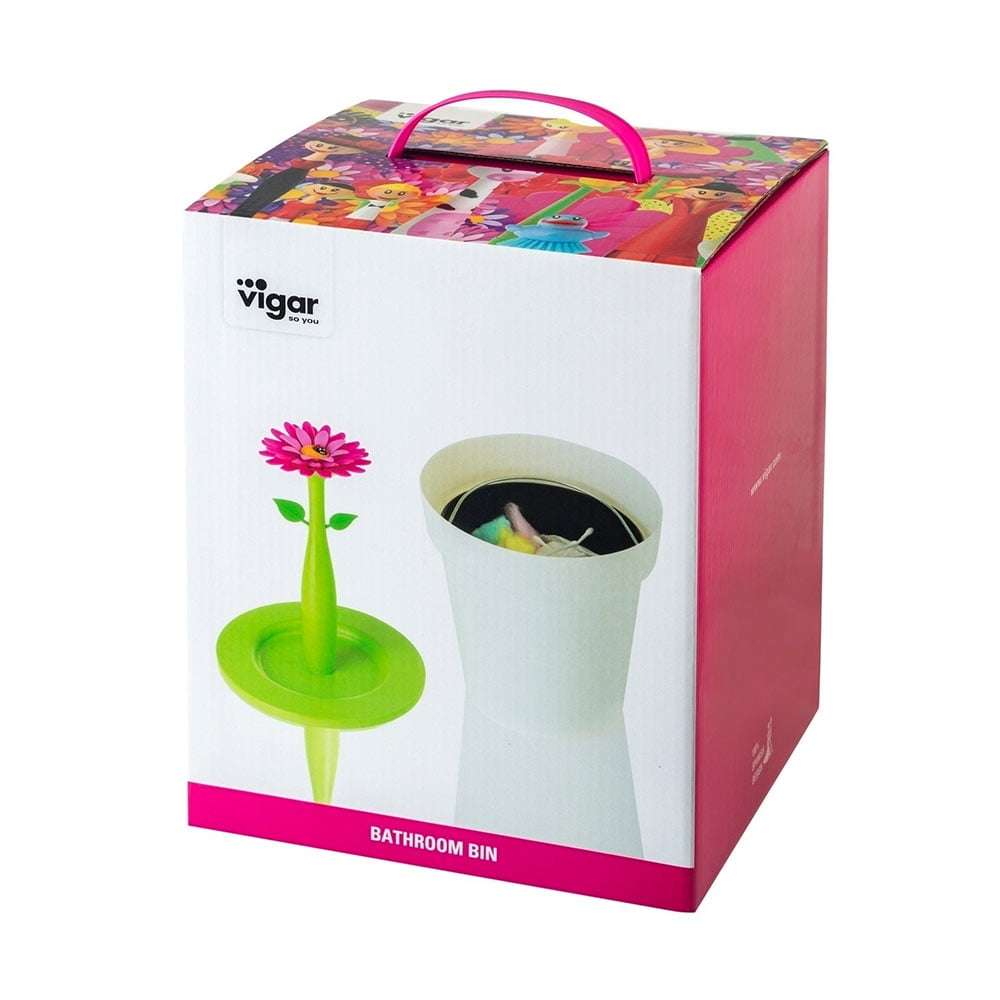 Vigar Vigar Flower Power White 3L Bathroom Bin