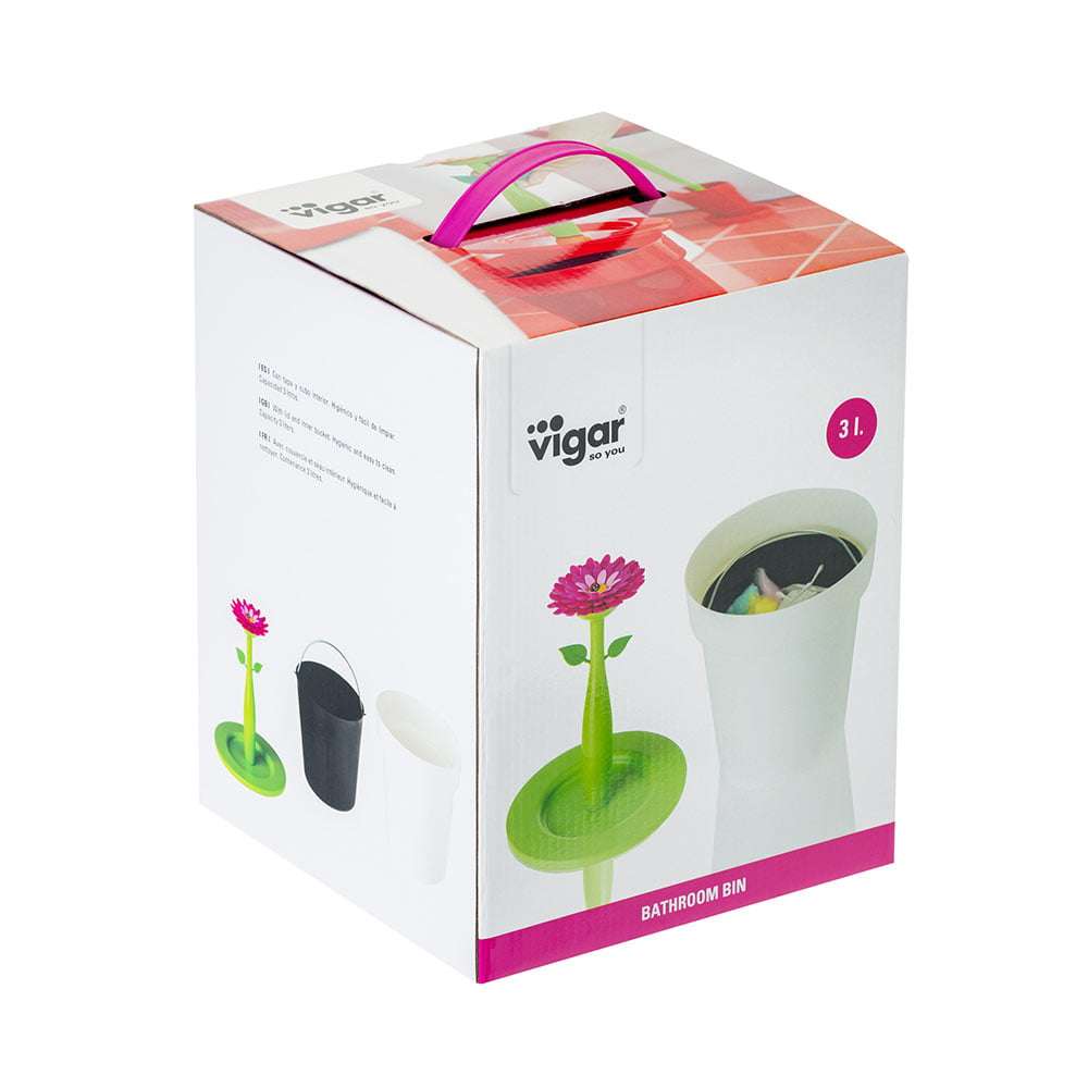 Vigar Vigar Flower Power White 3L Bathroom Bin
