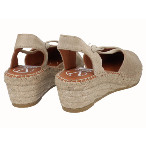 Viguera Alpargata Cuña Baja Yute Beig Con Elásticos