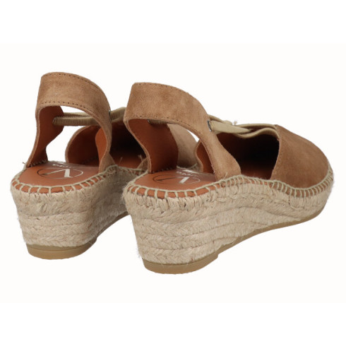 Viguera Alpargata Cuña Baja Yute Rojo Con Elásticos