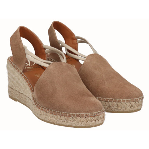 Viguera Alpargata Cuña Media Yute Beig Con Elásticos