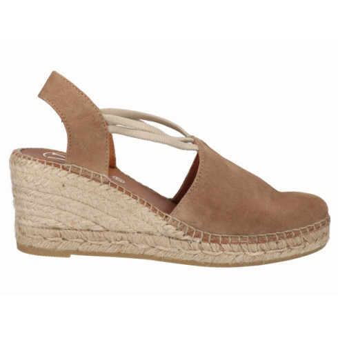 Viguera Alpargata Cuña Media Yute Beig Con Elásticos