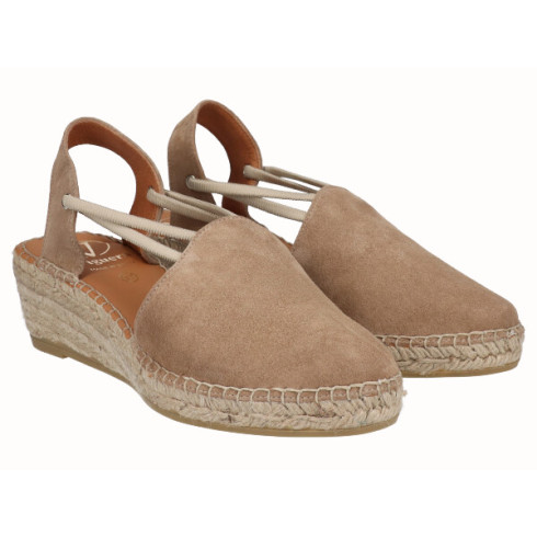 Viguera Alpargata Cuña Media Yute Beig Con Elásticos