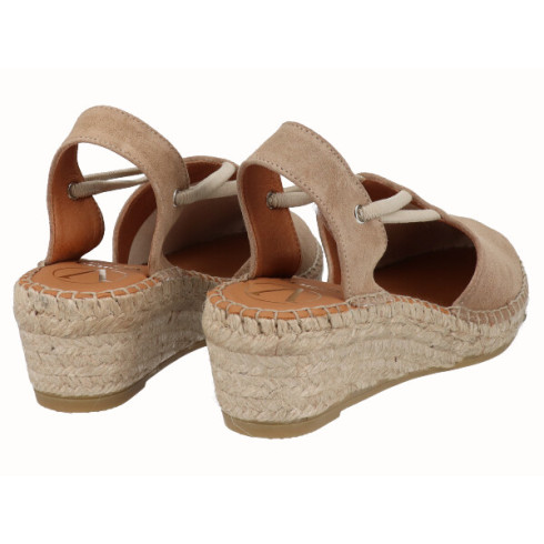 Viguera Alpargata Cuña Media Yute Beig Con Elásticos