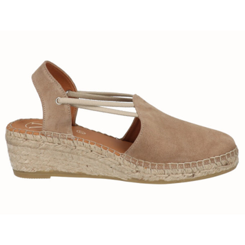Viguera Alpargata Cuña Media Yute Beig Con Elásticos