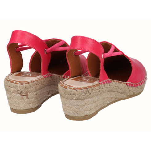 Viguera Alpargata Cuña Media Yute Fuxia Con Elásticos