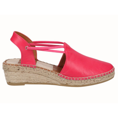 viguera Alpargata Cuña Media Yute Fuxia con Elásticos