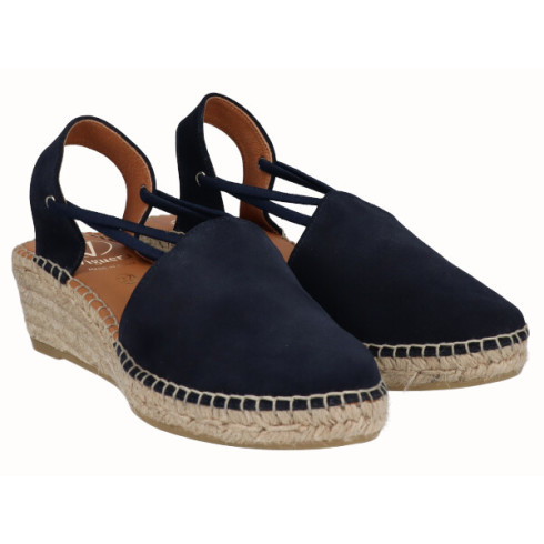 Viguera Alpargata Cuña Media Yute Marino Con Elásticos