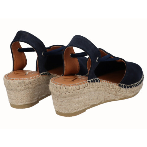 Viguera Alpargata Cuña Media Yute Marino Con Elásticos