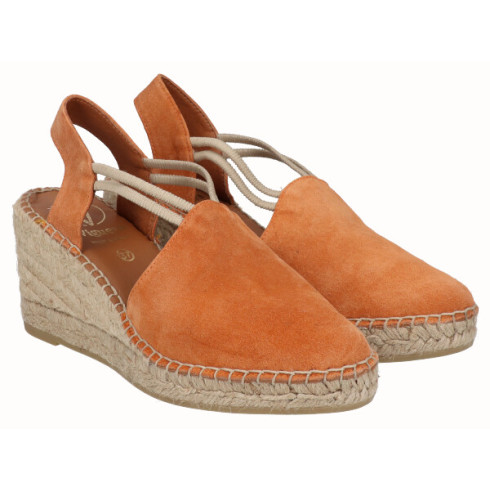 Viguera Alpargata Cuña Media Yute Naranja Con Elásticos