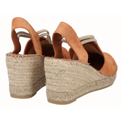 Viguera Alpargata Cuña Media Yute Naranja Con Elásticos