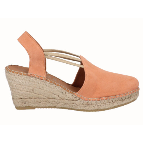Viguera Alpargata Cuña Media Yute Naranja Con Elásticos