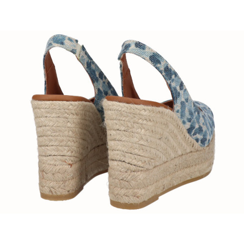 Viguera Alpargata Peep Toes Cuña Alta Animal Print Jeans