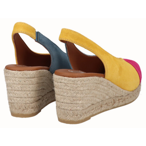 Viguera Alpargata Peep Toes Cuña Media Combi Amarillo