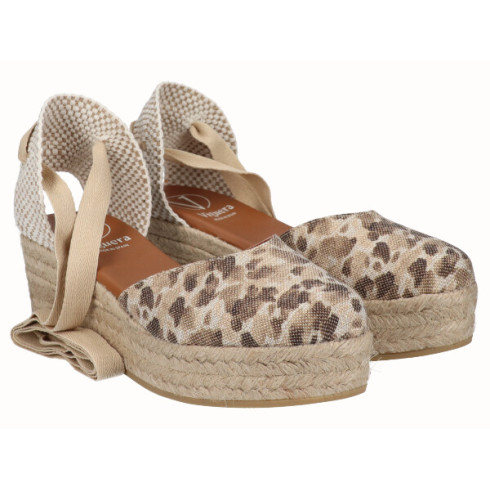 Viguera Alpargata Plataforma Yute Animal Print Beig Cintas