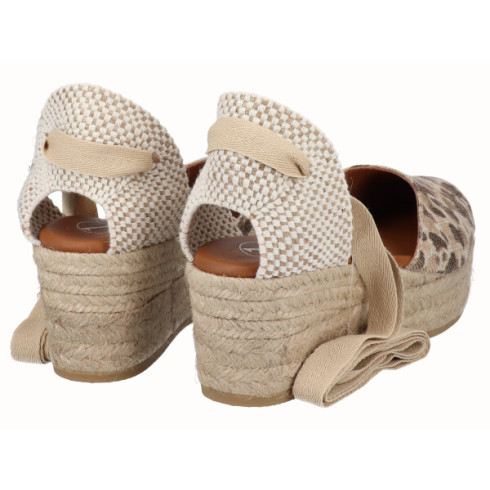 Viguera Alpargata Plataforma Yute Animal Print Beig Cintas