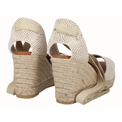 Viguera Alpargata Sandalia Cuña Alta Yute Beig Cintas