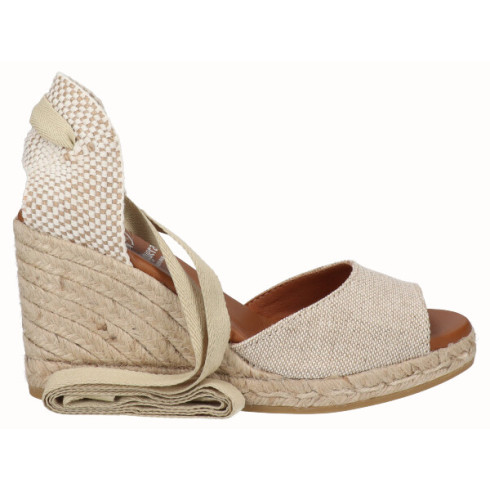 viguera Alpargata Sandalia Cuña Alta Yute Beig Cintas