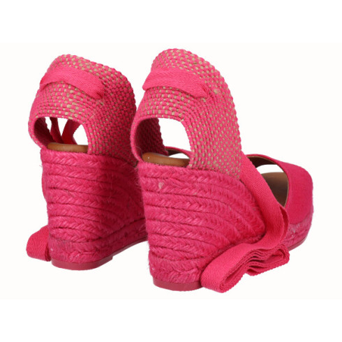 Viguera Alpargata Sandalia Cuña Alta Yute Fuxia Cintas