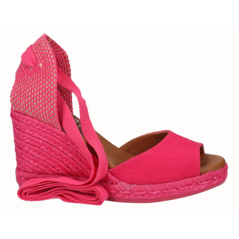 Viguera Alpargata Sandalia Cuña Alta Yute Fuxia Cintas
