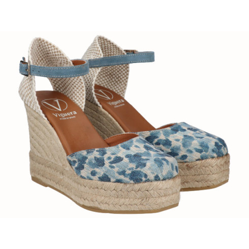 Viguera Alpargata Valenciana Cuña Alta Yute Animal Print Jeans