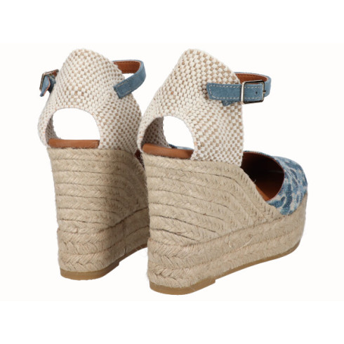 Viguera Alpargata Valenciana Cuña Alta Yute Animal Print Jeans