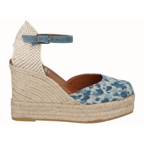 Viguera Alpargata Valenciana Cuña Alta Yute Animal Print Jeans