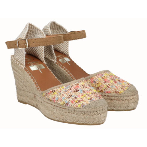 Viguera Alpargata Valenciana Cuña Alta Yute Multicolor