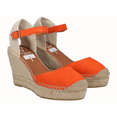 Viguera Alpargata Valenciana Cuña Alta Yute Naranja