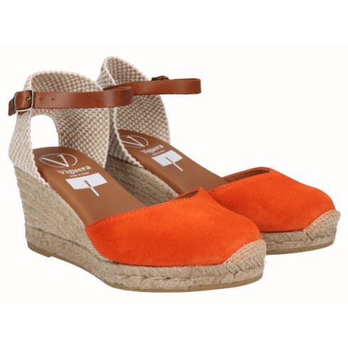 Viguera Alpargata Valenciana Cuña Media Yute Naranja