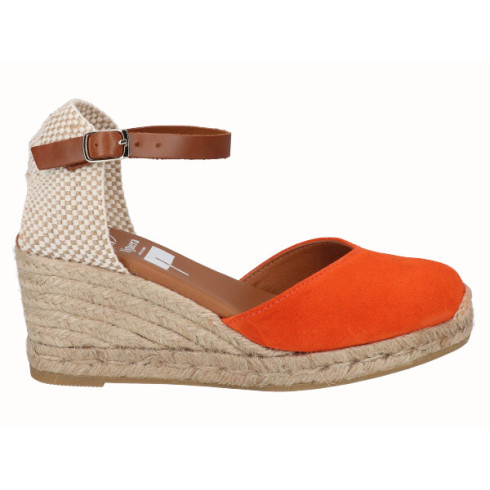 viguera Alpargata Valenciana Cuña Media Yute Naranja