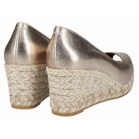 Viguera Alpargargata Peep Toes Cuña Media Oro