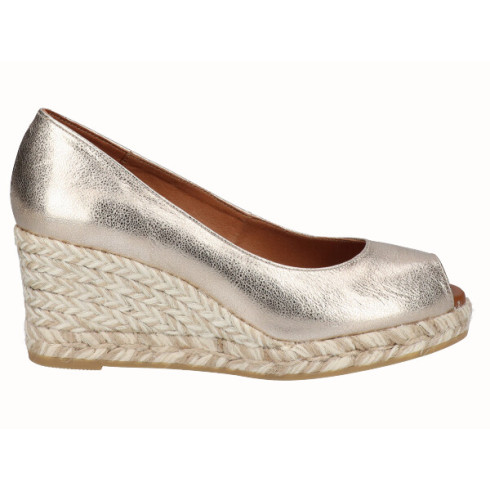viguera Alpargargata Peep Toes Cuña Media Oro