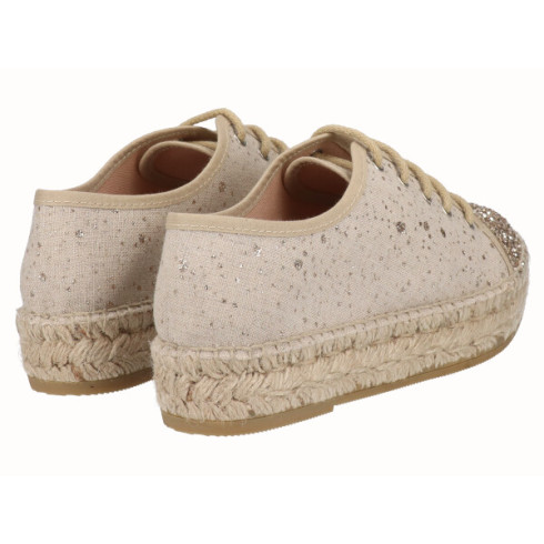 Viguera Alpargata Cordones Yute Plataforma Oro