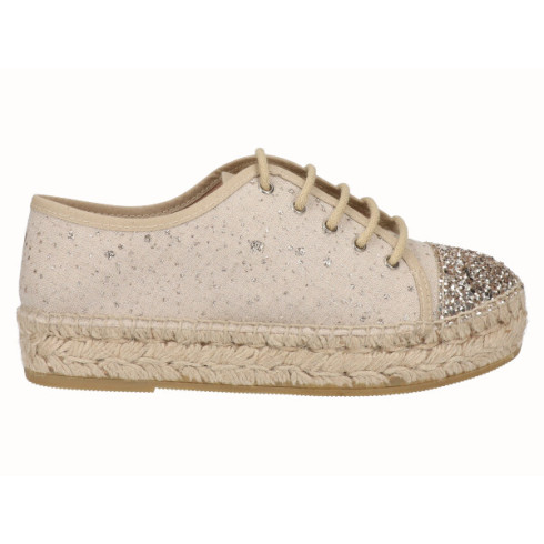 viguera Alpargata Cordones Yute Plataforma Oro