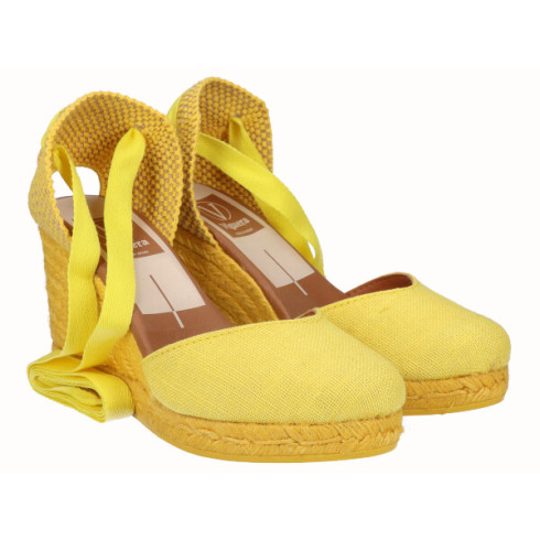 Viguera Alpargata Cuña Alta Yute Amarillo Cintas