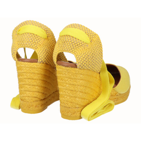 Viguera Alpargata Cuña Alta Yute Amarillo Cintas